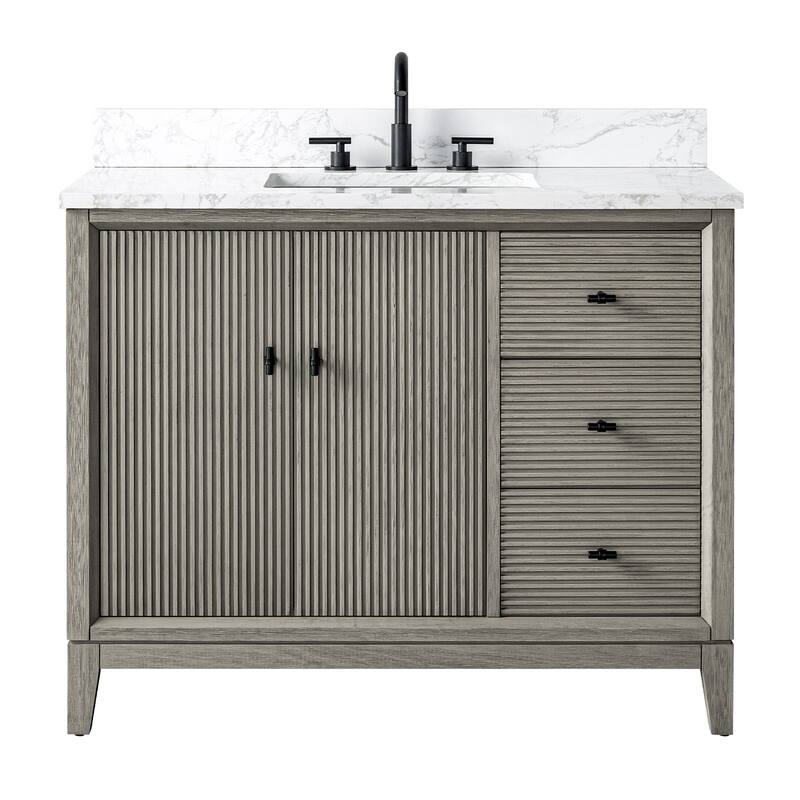 Vanity Art 42" Freestanding Bathroom Vanity with Engineered Marble Top and Sink