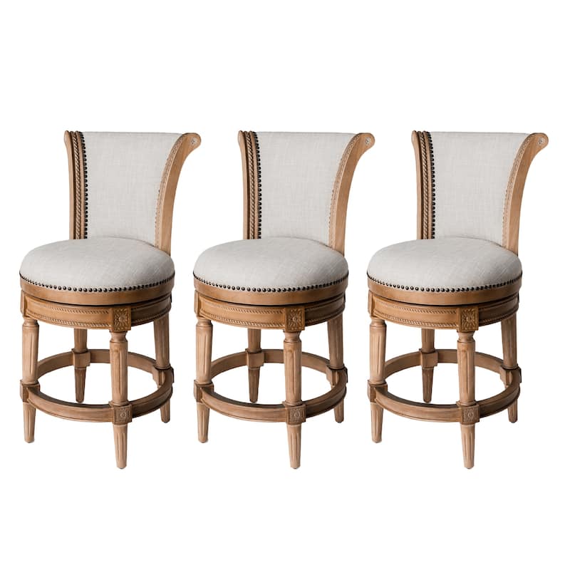 Maven Lane 26" Pullman Swivel Counter Height Kitchen Stool - Set of 3 - Weathered Oak
