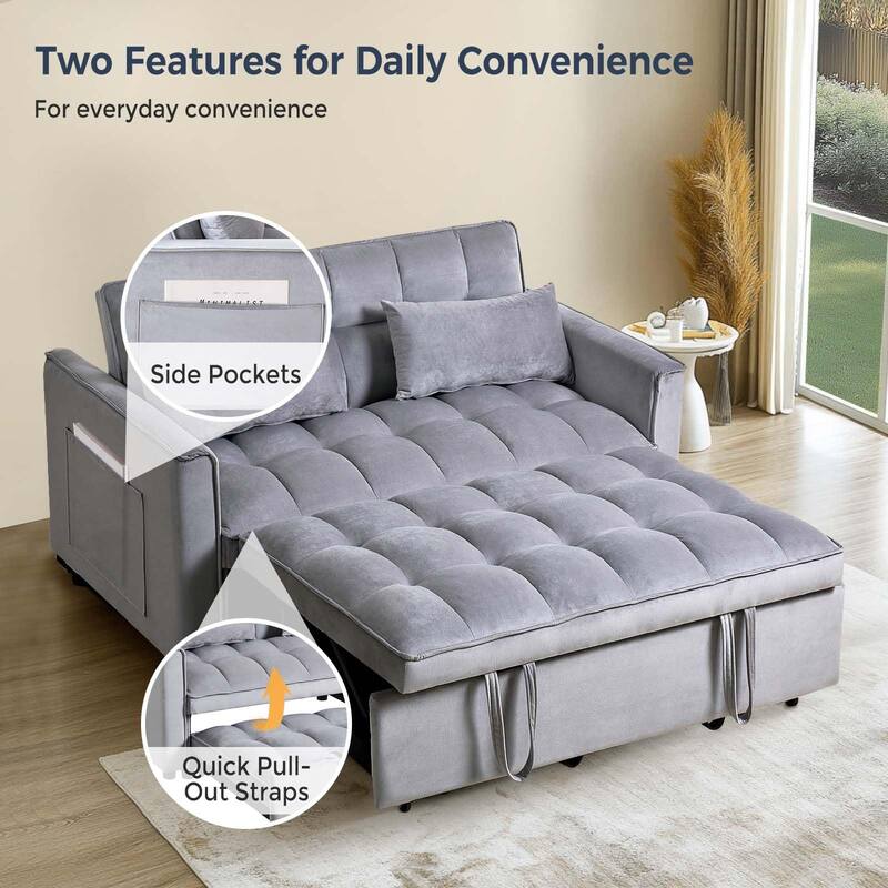 3 in 1 Velvet Sofa Bed with Adjustable Backrest