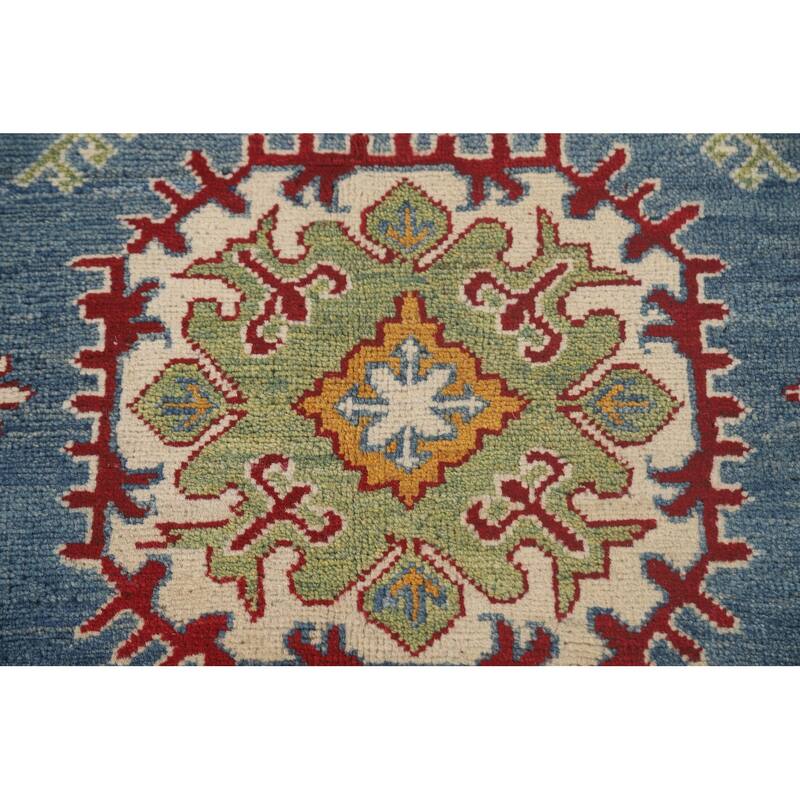 Light Blue Kazak Area Rug Hand-Knotted Wool Carpet - 6'6" x 9'10"