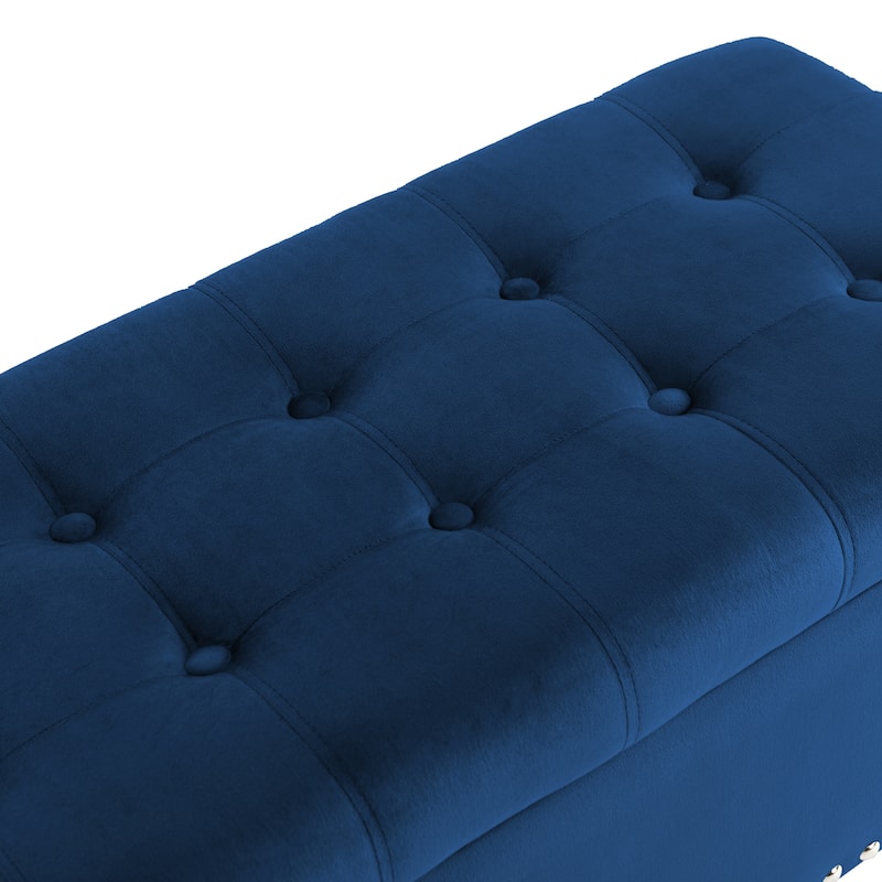 41" Storage Ottoman Tufted Upholstered Rectangle End of Bed Bench