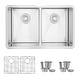 preview thumbnail 1 of 12, STYLISH Undermount 28" Double-Bowl Stainless Steel Kitchen Sink S-300XG - 28" x 18" x 10" Brushed Stainless Steel