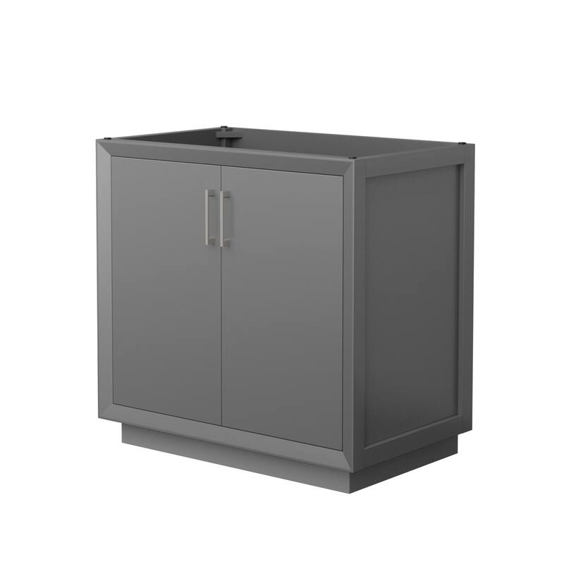 Wyndham Collection WCF414136S-CXSXX-MXX Strada 35" Single Free - Dark Gray / Brushed Nickel Hardware
