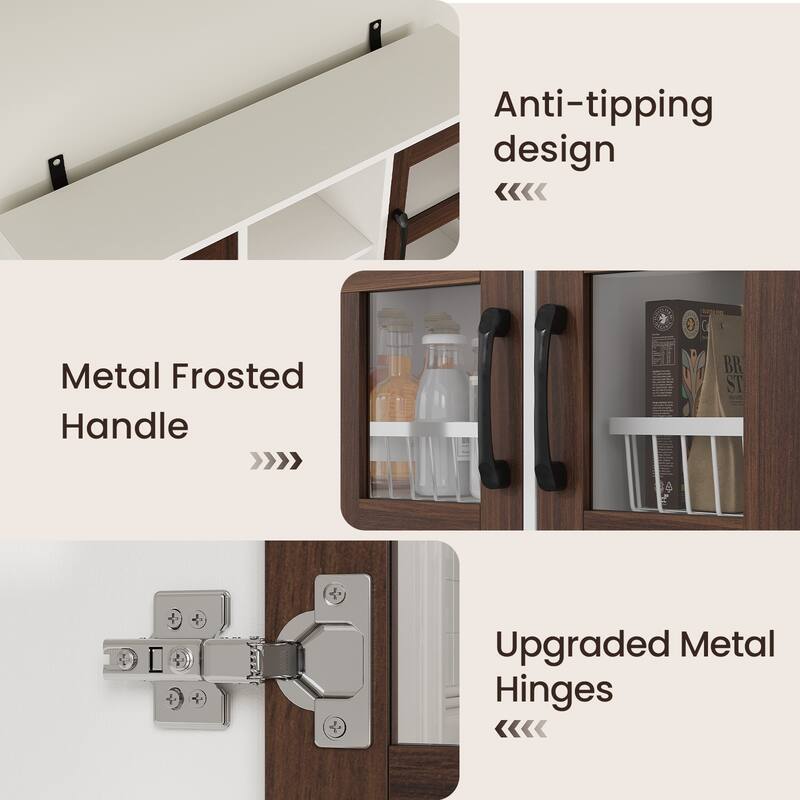 Pocassy Kitchen Pantry Cabinet with Power Outlet for Dinning Room