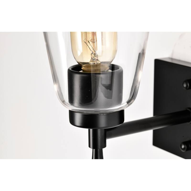Matte Black 1-Light Indoor Wall Sconce with Clear Cone Glass Shade