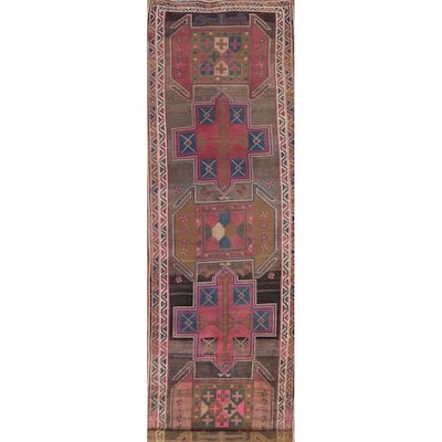 Ardebil Persian Vintage Runner Rug Handmade Wool Carpet - 3'7" x 13'4"