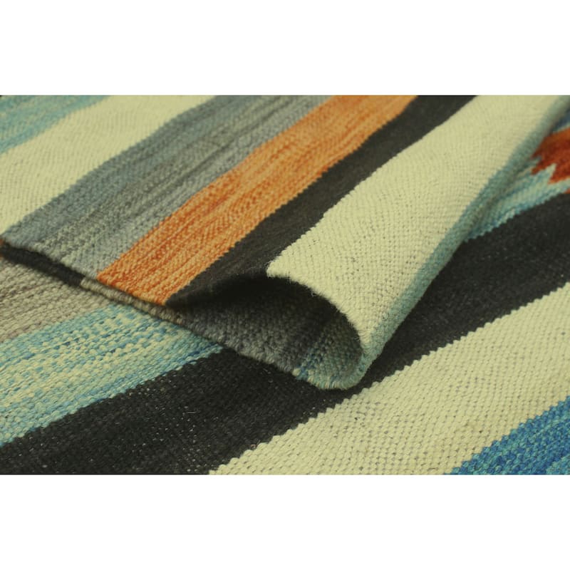 Noori Rug Winchester Flatweave Johanny Black/Blue Rug - 6'5" x 9'8"