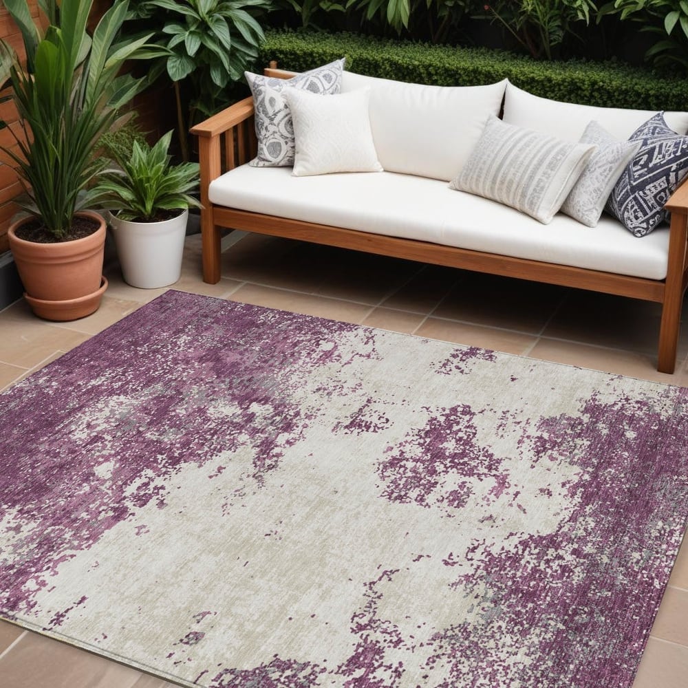 HomeRoots Abstract Transitional Rectangle Outdoor Rug