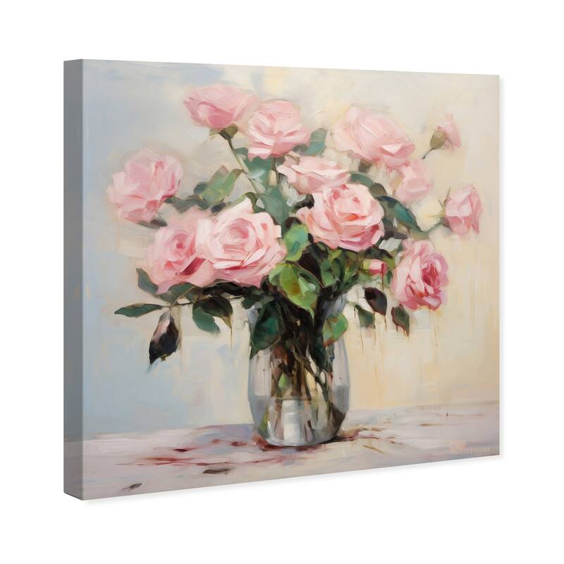 Wynwood Studio Canvas Floral and Botanical Bouquet de Rosas Pink and Light Pink Traditional Wall Art Canvas Print
