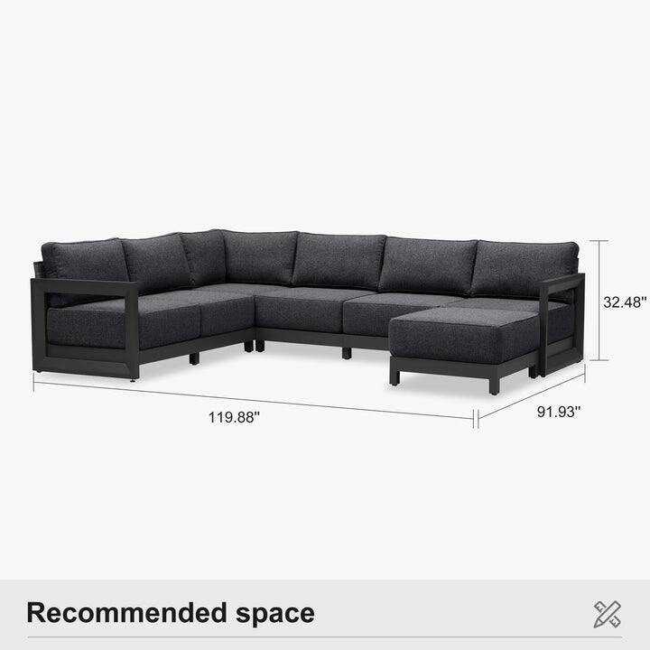 PURPLE LEAF Caesar U-Shaped Grey Outdoor Couch with 9.6" Thick for Yard Porch Deck Patio Conversation Sets