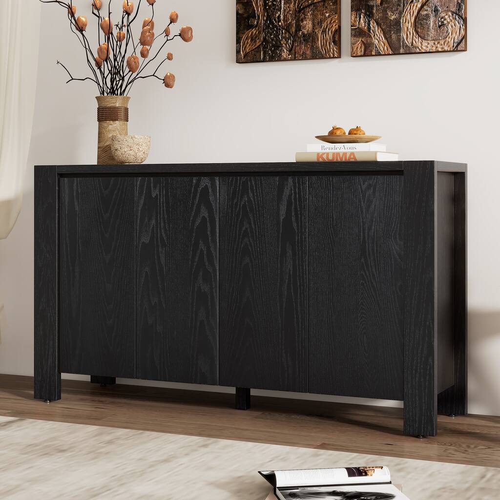 Buffet Cabinet with Storage, Wooden Storage Cabinet with Adjustable Shelves, Sideboard Cabinet with Adjustable Foot Pads