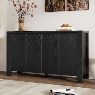 Retro 4-door Sideboard with Distressed Finish and Adjustable Shelves,Fluted Sideboard Large Buffet with Storage,Credenza