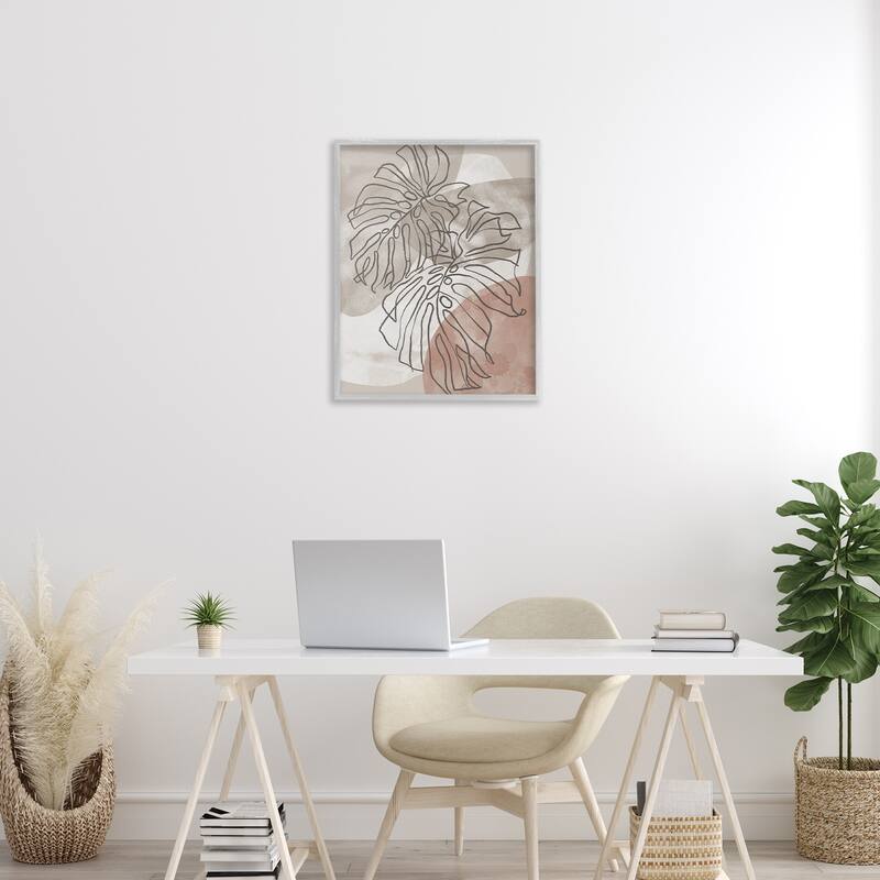 Stupell Leaf Outlines in Earth Tones Framed Giclee Art Design By Cat Thurman Designs