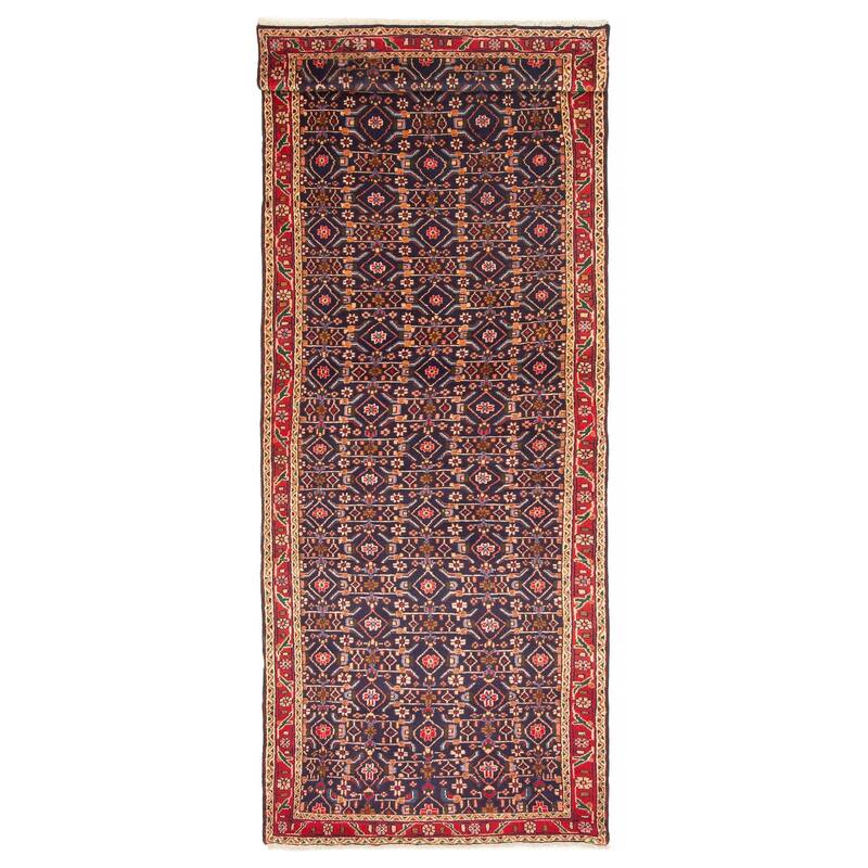 ECARPETGALLERY Hand-knotted Andelz Navy Wool Rug - 3'5 x 9'7 - Dark Navy - 3'5 x 9'7