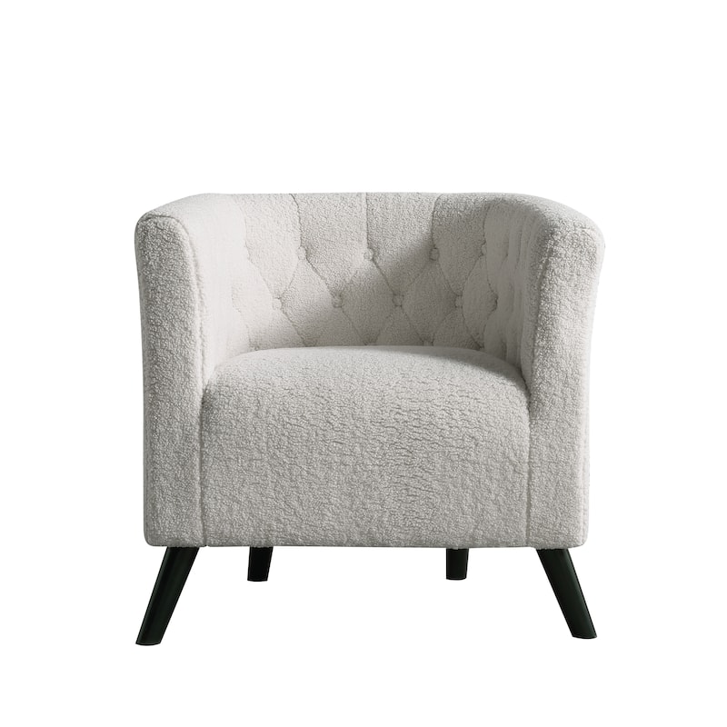 Corvus Schaefer Velvet Curved Back Barrel Accent Chair - White