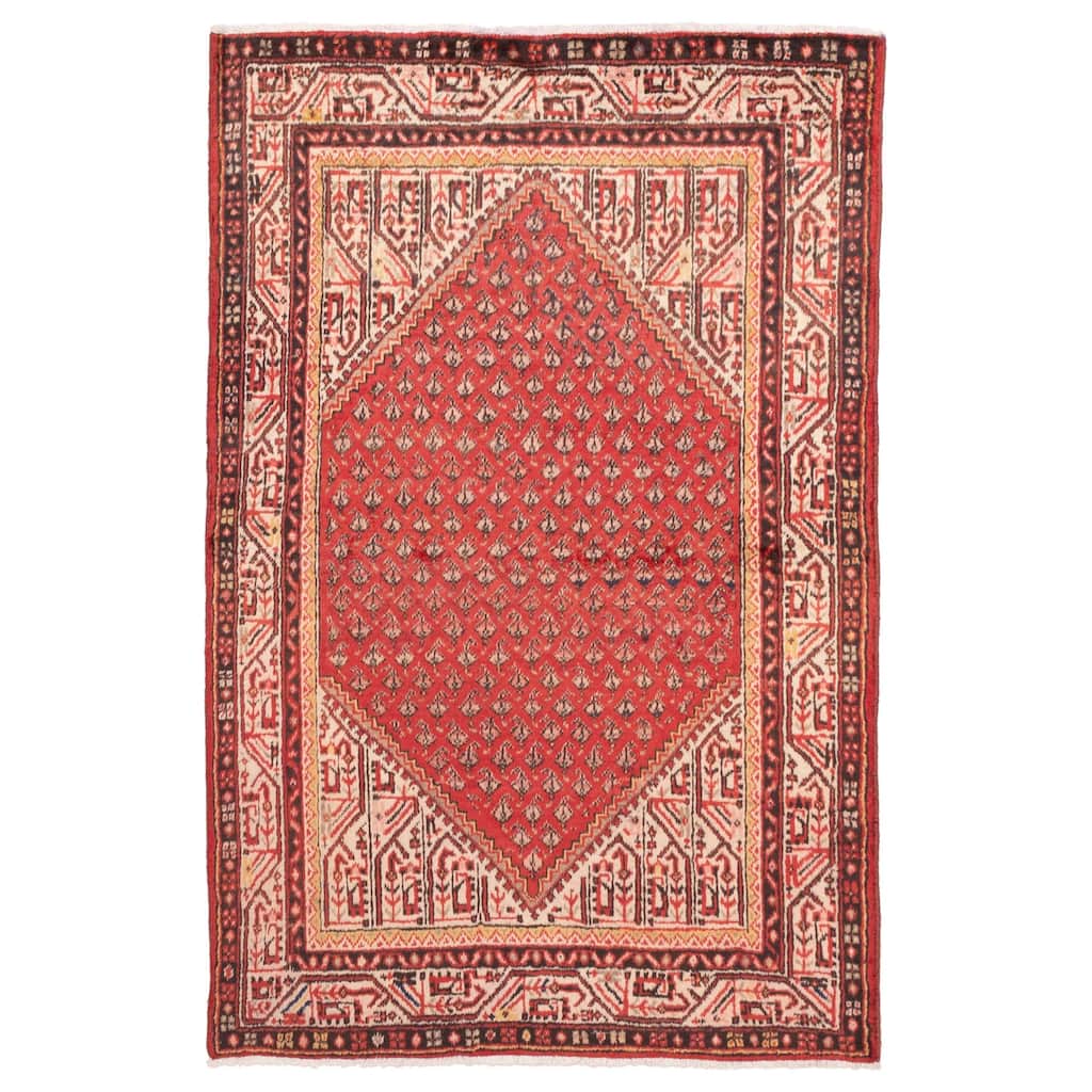 ECARPETGALLERY Hand-knotted Andelz Red Wool Rug - 4'0 x 6'4