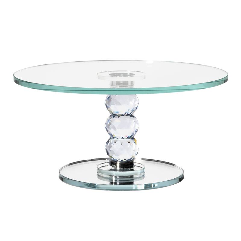 Exquisite Round Crystal Dessert Stand with Mirror Pedestal Base