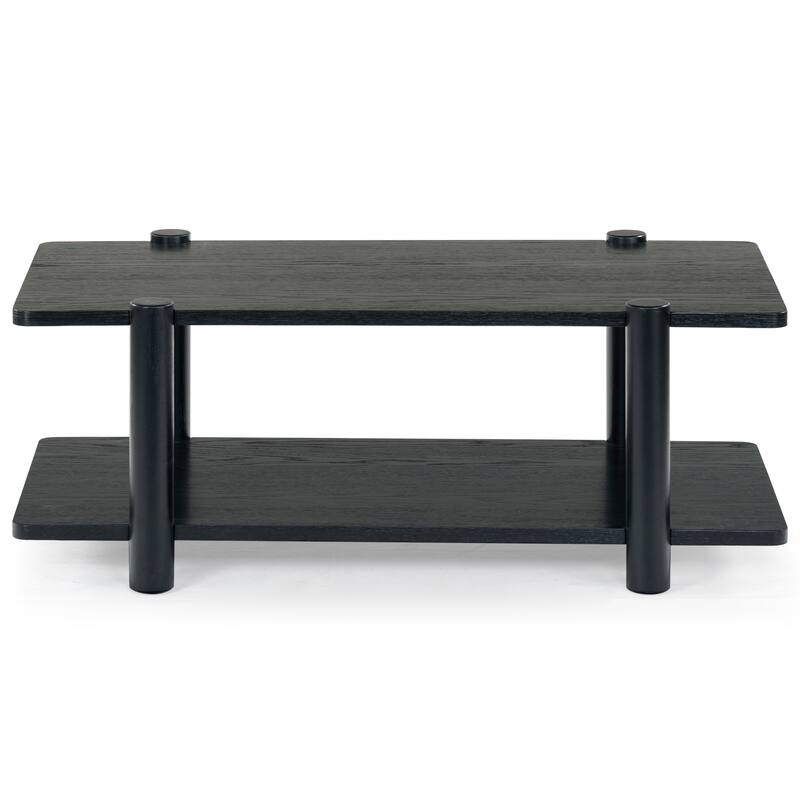 SAFAVIEH Couture Edisyn 2 Shelf Wood Coffee Table - 48"W x 27"D x 19"H - Black