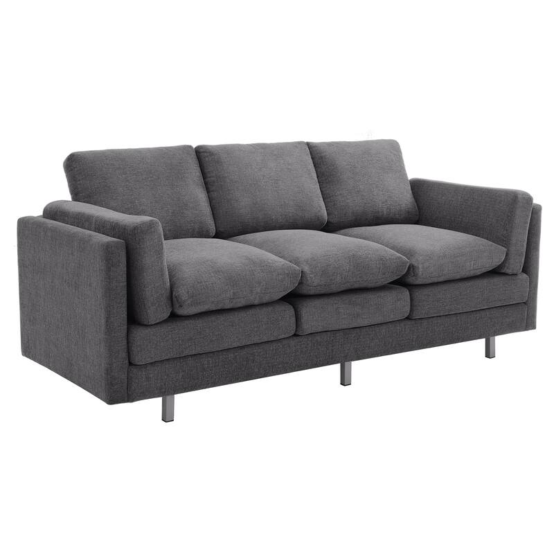 Christopher Knight Home - Lennox Modern Upholstered 3-Seater Sofa with Dual-Layer Cushions and Metal Legs