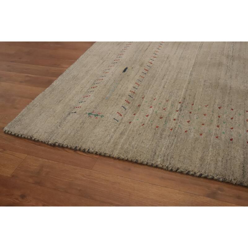 Hand Knotted Oriental 100% Wool Carpet Tribal Animal Pictorial Beige & Ivories Gabbeh Area Rug - 7' 9'' X 5' 1''
