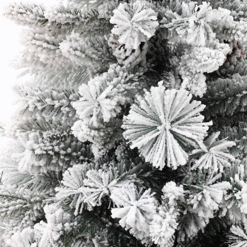 6Ft Artificial Flocked Full Pine Christmas Tree with Pine Cones - 70.87" H x 45.28" Diameter