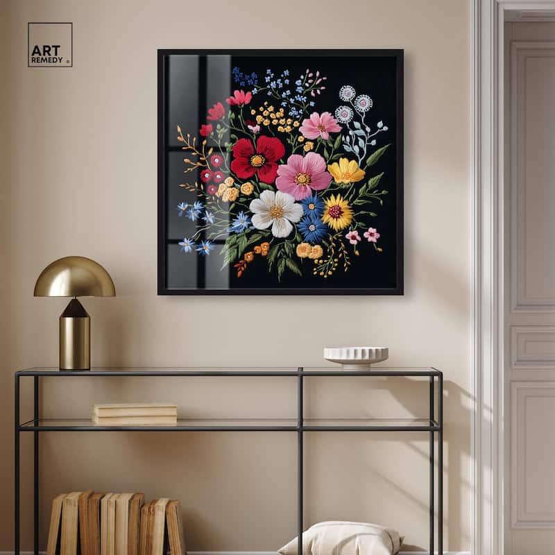 Midnight Wildflower Weave Shadowbox by Art Remedy