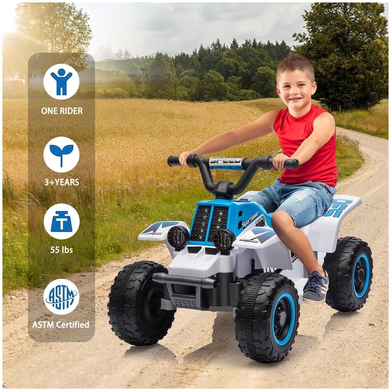 6V Kids Ride On Electric ATV with LED Headlights