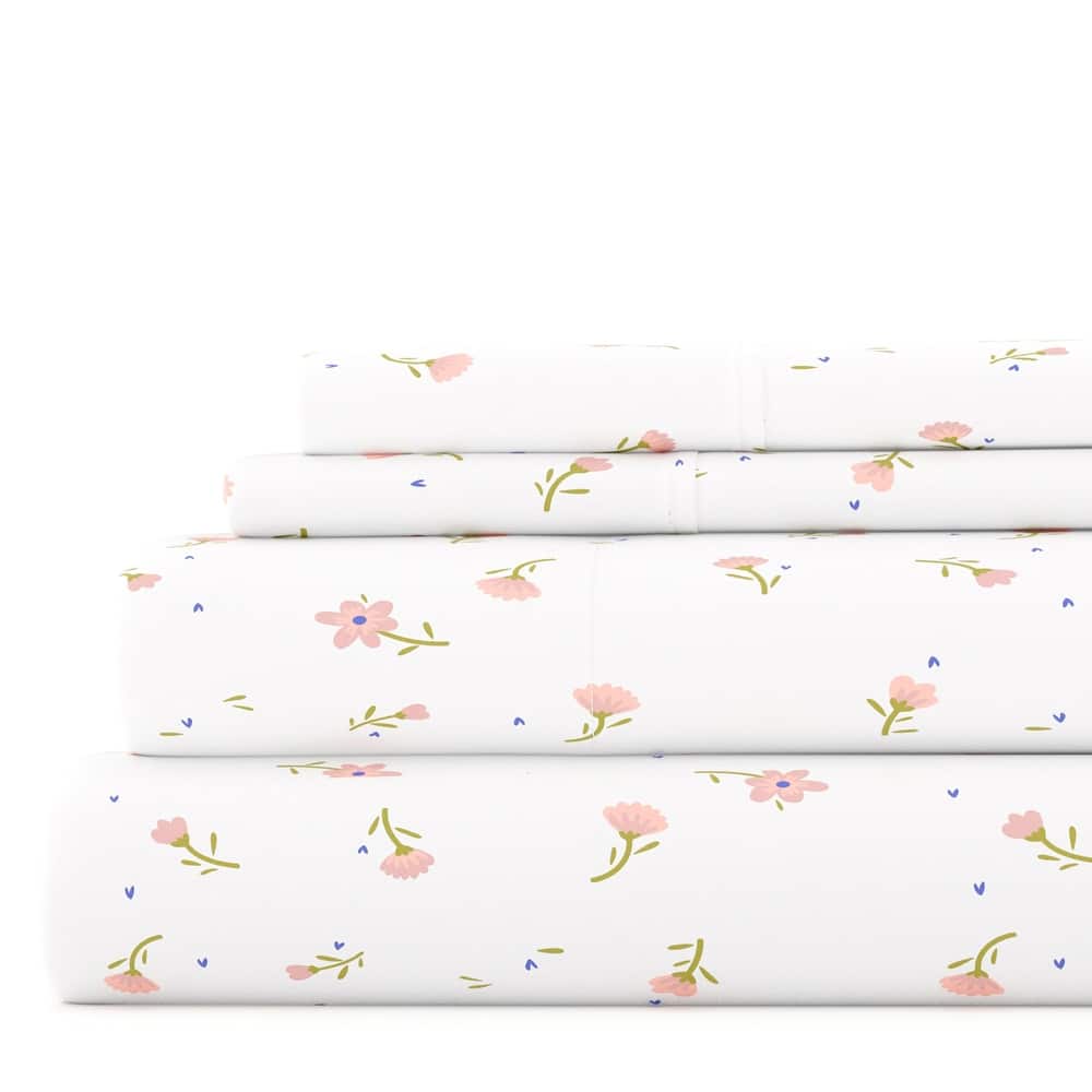 Becky Cameron Soft Floral Pattern 4-piece Deep Pocket Bed Sheet Set