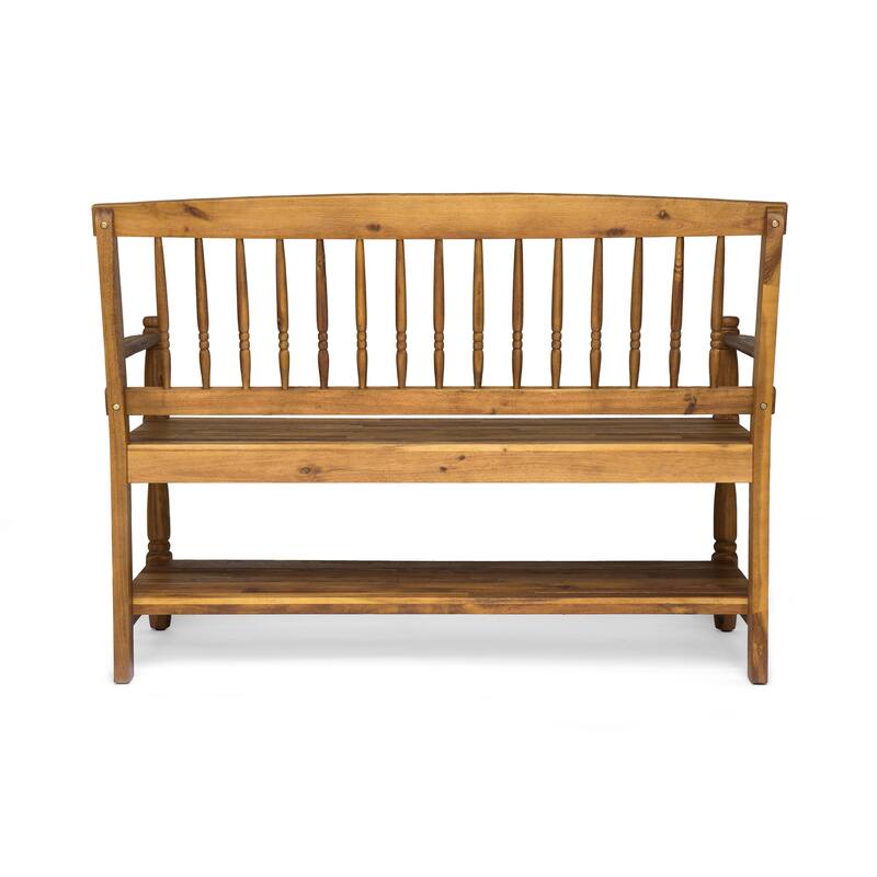 Lennon Acacia Wood Bench with Shelf by Christopher Knight Home