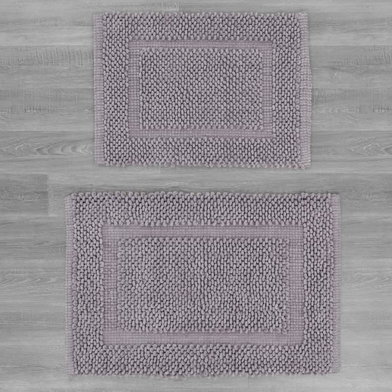 Sophie Border Ultra-plush Chenille Non-Slip Cotton Bath Mat (Set of 2)