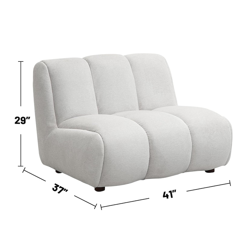 Linen and Wood Accent Chair with Armless in Ivory White