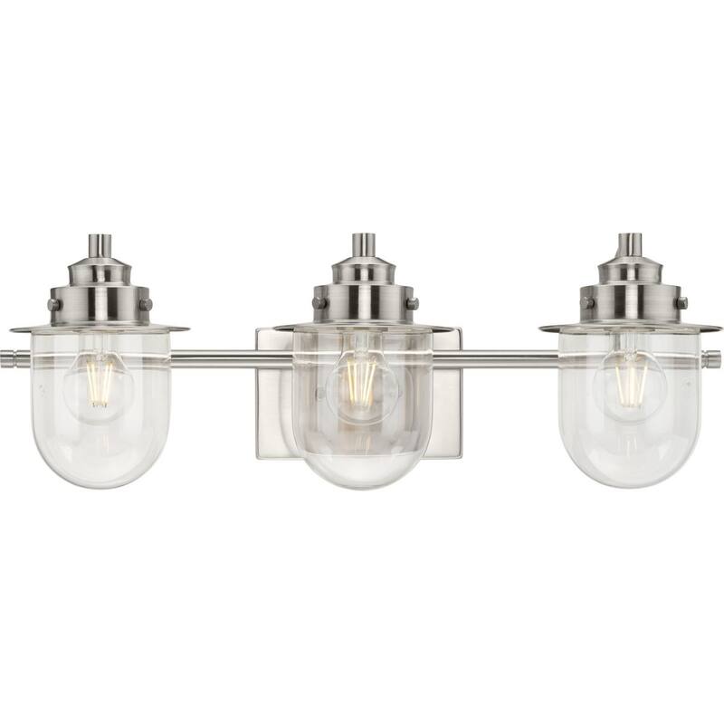 Northlake Collection Three-Light Brushed Nickel Clear Glass Transitional Bath Light - 24 in x 7.5 in x 8 in