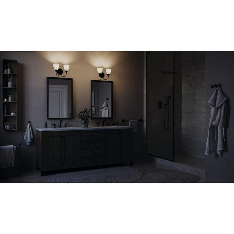 Kichler Lighting Jolie 2-Light Vanity Light with Satin Etched Glass in Black