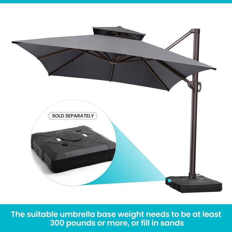Pellebant 10 X 13 Feet Outdoor Cantilever Umbrella with Base