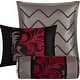 preview thumbnail 3 of 15, Liana Embroidered Red and Black 7-Piece Comforter Set
