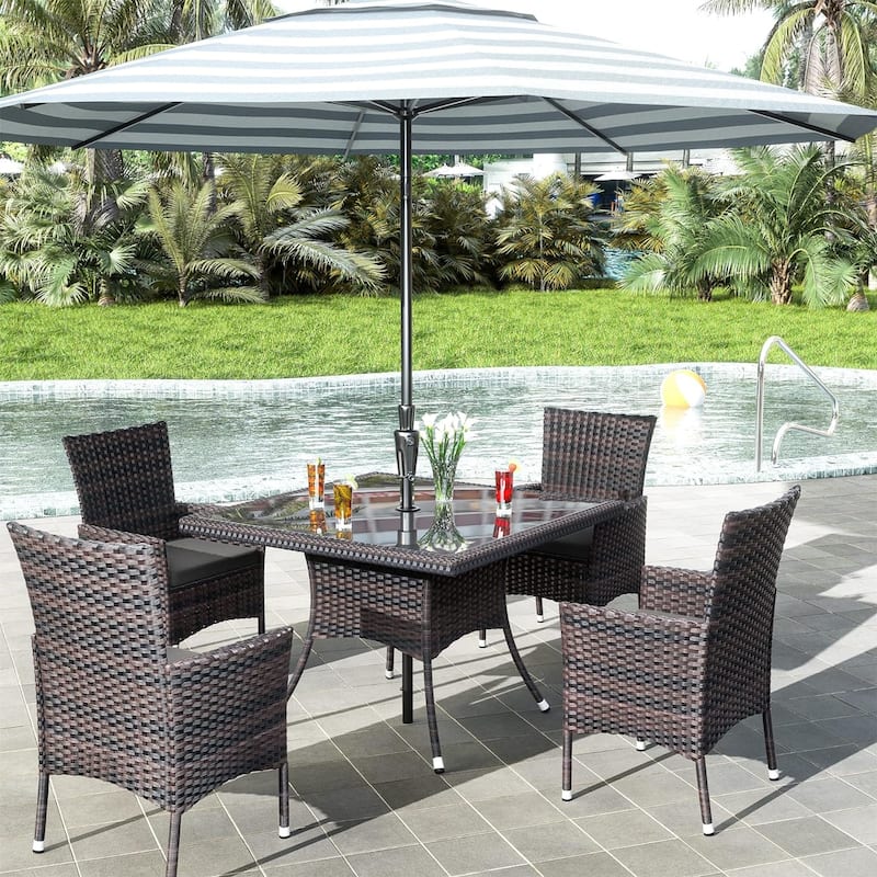 Kullavik Outdoor Dining Set, Rattan Patio Furniture Dining Table & Chairs