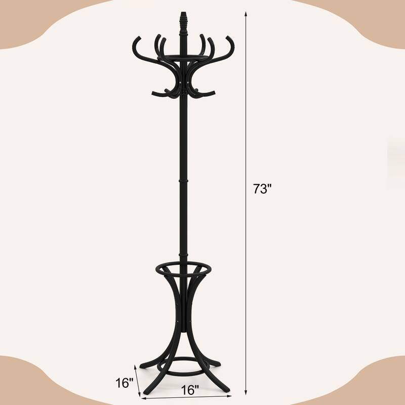 Gymax 73'' Freestanding Coat Hanger Stand Coat Rack w/ Umbrella Holder