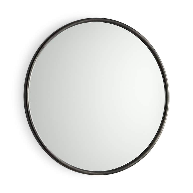HomeRoots 36" Black Metal Round Framed Accent Mirror - 35.83 in. x 35.83 in. x 0.98 in.
