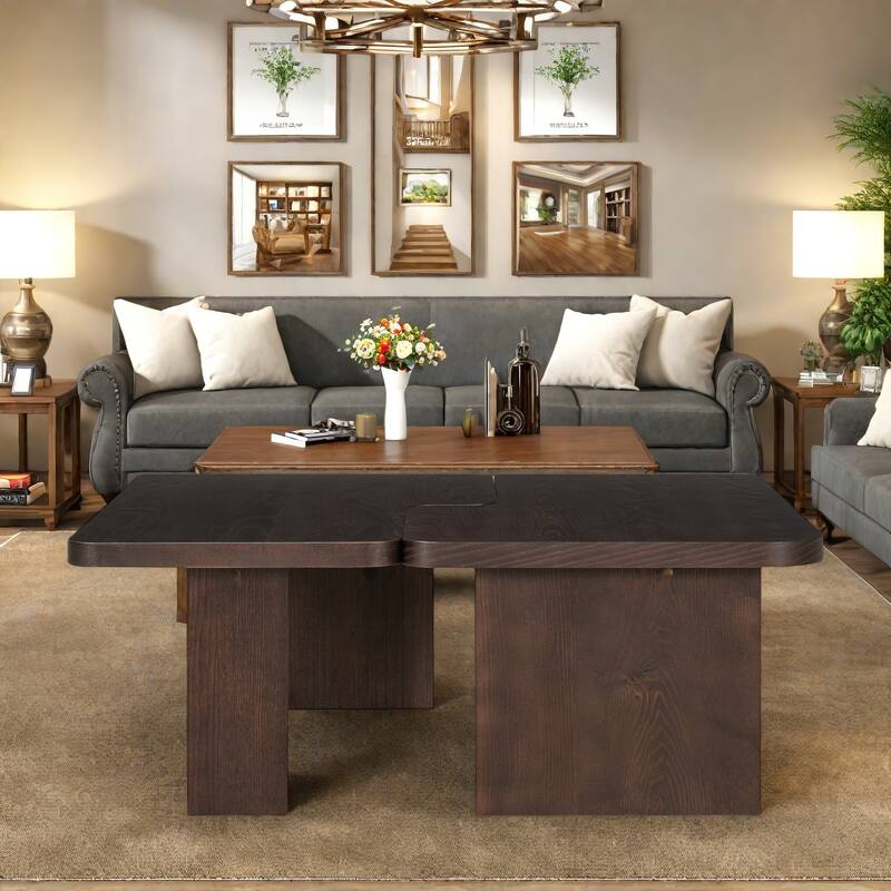 41.7" MDF Modular Coffee Table with Convertible Design for Side or Center Use, 25 lbs Capacity - Espresso