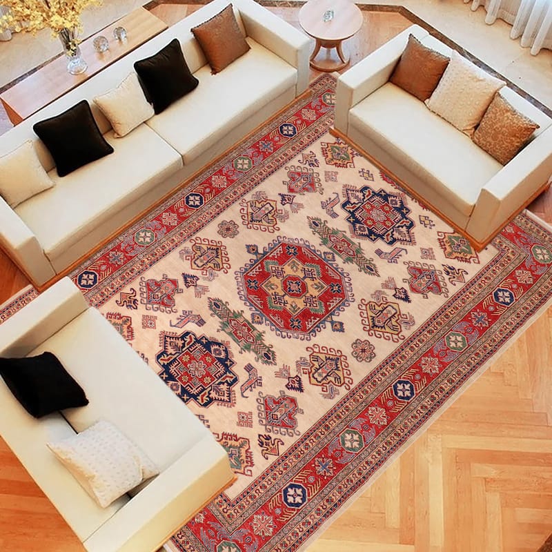 Tribal Super Kazak Aden Natural/Red Hand Knotted Wool Rug - 8'9'' x 11'8''