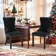preview thumbnail 1 of 5, Set of 2 Modern Glam Velvet Dining Chairs - Armless TuftedAccent Side Chairs with Nailhead Trim & Ring Handle Black