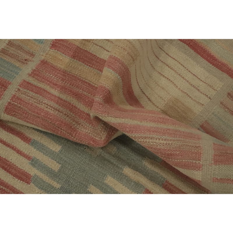 Hand Woven Oriental 100% Wool Carpet Southwestern Tribal Pink Kilim Area Rug - 4' 1'' X 2' 3''
