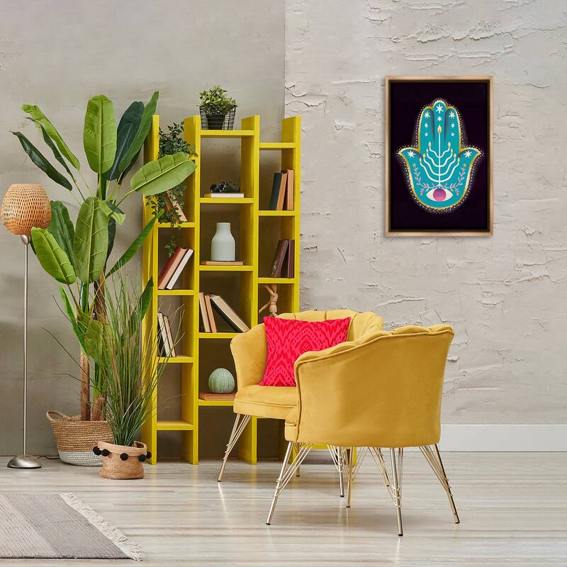 Stupell Spiritual Folk Style Hamsa Framed Floater Canvas Wall Art Design By Hannah Moren