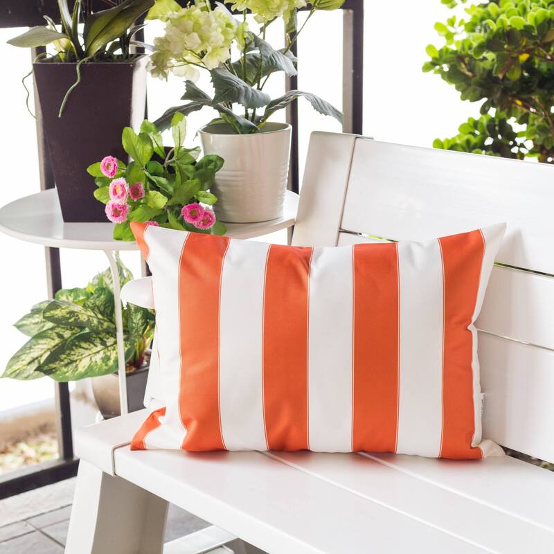 Striped Throw Pillow Indoor Outdoor Use Weather Resistant 14x20 Inches