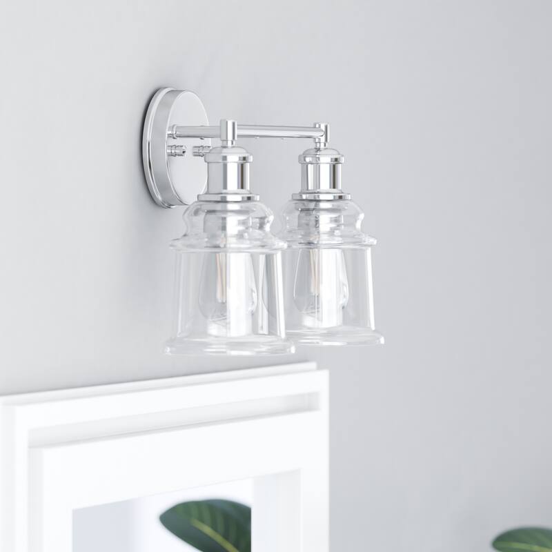 Prominence Home Eaton Ridge Industrial Farmhouse Bathroom Vanity Light, Brushed Nickel - Brushed Nickel - 2-Light