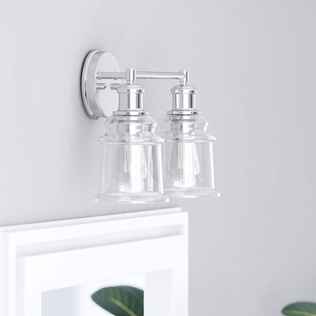 Prominence Home Eaton Ridge Industrial Farmhouse Bathroom Vanity Light, Brushed Nickel - Brushed Nickel