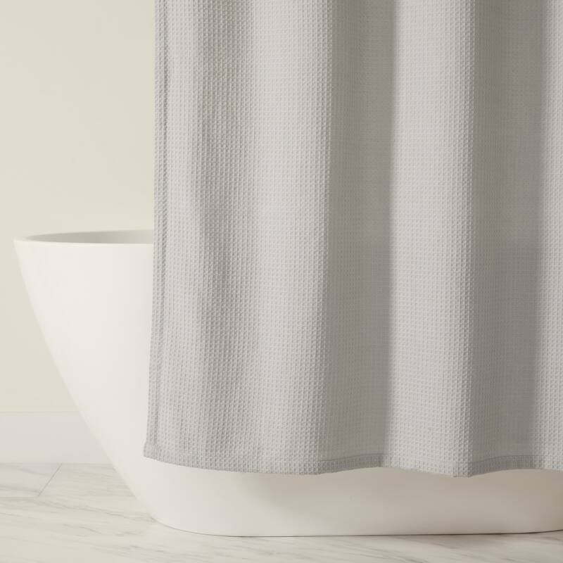 Becky Cameron Cotton Blend Waffle Shower Curtain - 72" x 72" - Light Gray