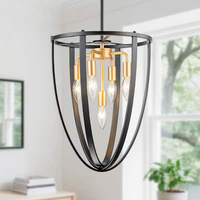 Starsky Farmhouse Industrial 5-Light 12in. Geometric Cone Chandelier