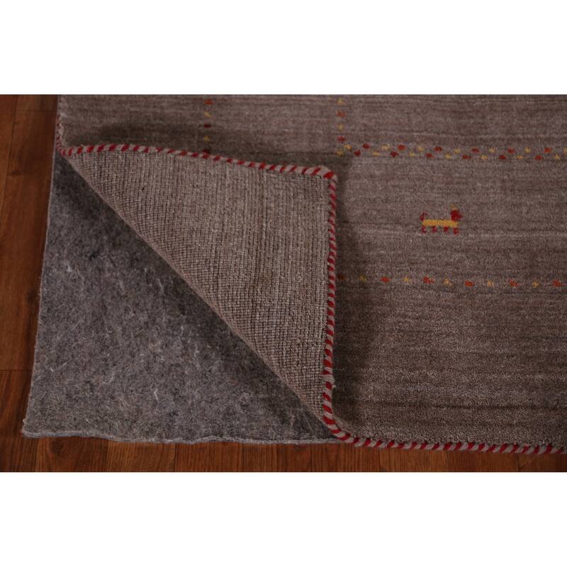 Hand Knotted Oriental 100% Wool Carpet Tribal Animal Pictorial Brown Gabbeh Area Rug - 9' 9'' X 8' 0''