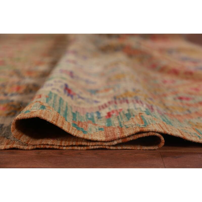 Geometric Kilim Oriental Large Rug Multi-Color Flatweave Wool Carpet - 10'3"x 15'10"